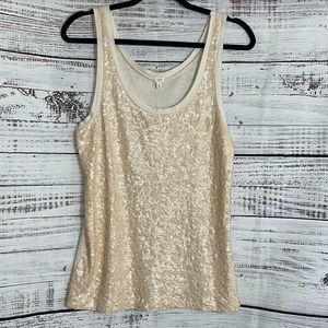 J. Crew Sequin Tank Top in Cream